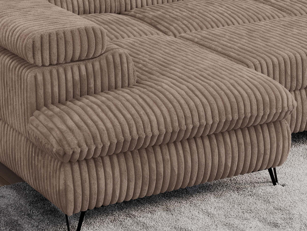 WOHNLANDSCHAFT PETER U Cord Braun - Schwarz/Braun, Textil/Metall (346/76/208cm) - MKS