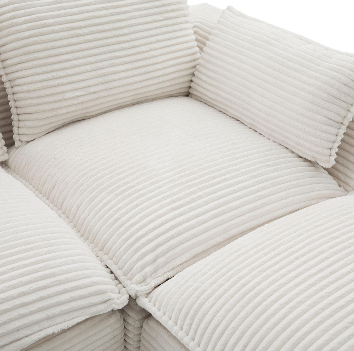 SOFA modular 322 x 161 cm Cord Beige 4-Sitzer mit 2 Fußhockern - Beige, Kunststoff (161/75/256cm) - Meubliv