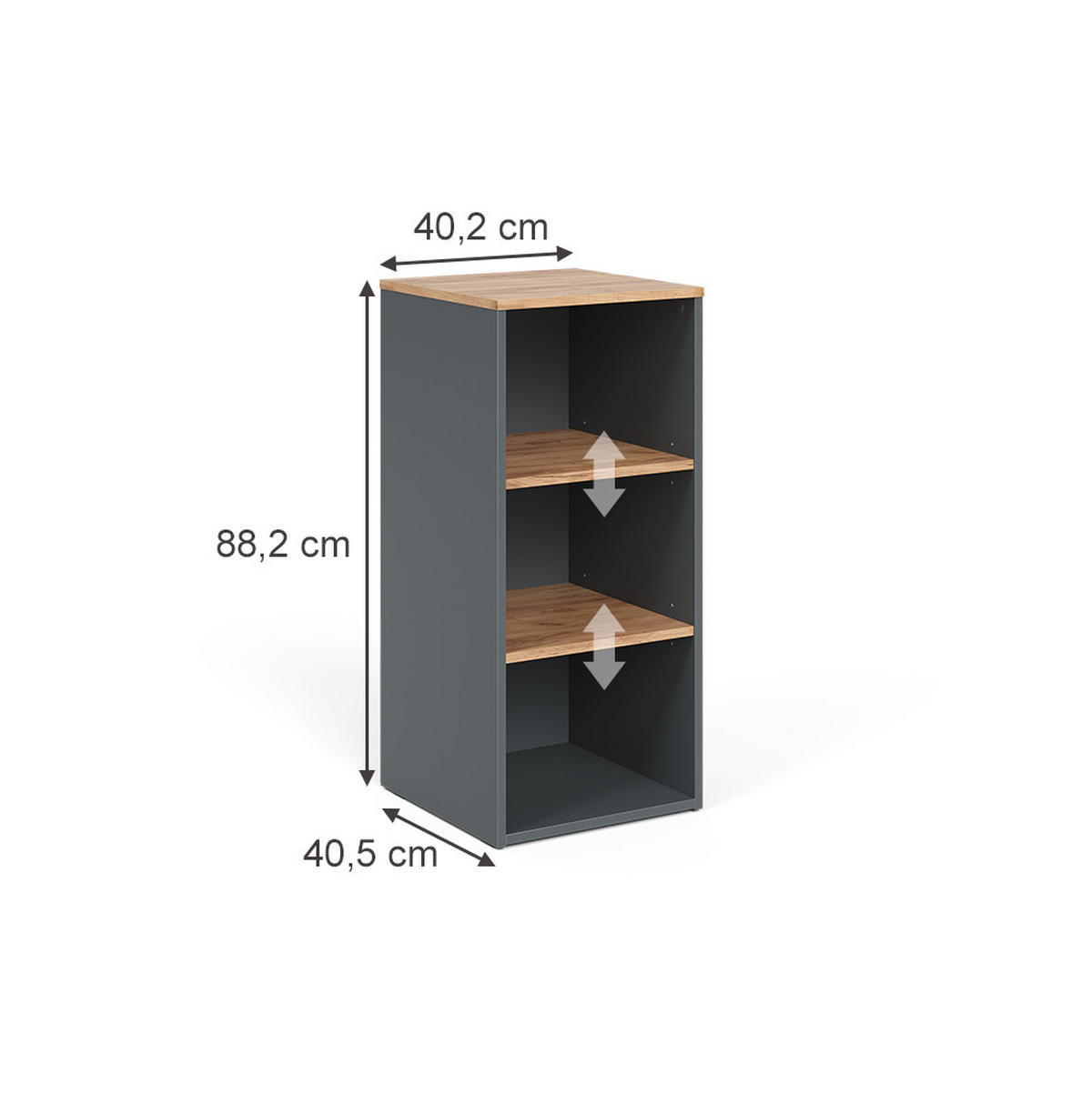 MIDISCHRANK Viktor Anthrazit/Goldkraft Eiche 40.2 x 88.2 cm - Honigeiche/Anthrazit, Holzwerkstoff (40.2/88.2/40.5cm) - Vicco