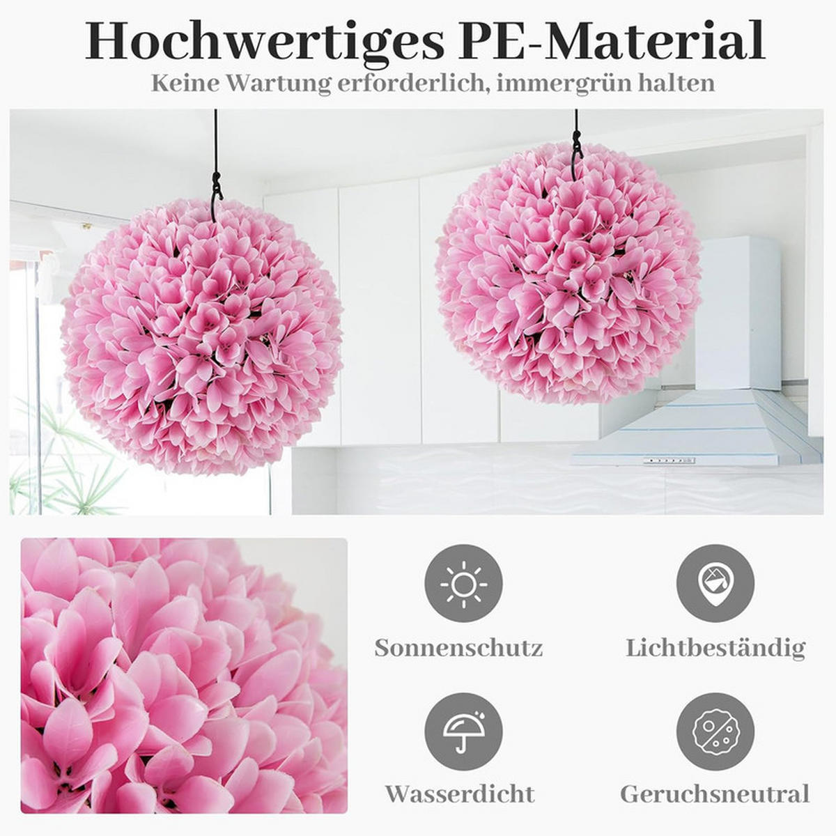 BUCHSBAUMKUGEL UV-beständig rosa(2er-Set) - Pink, Kunststoff (28cm) - COSTWAY