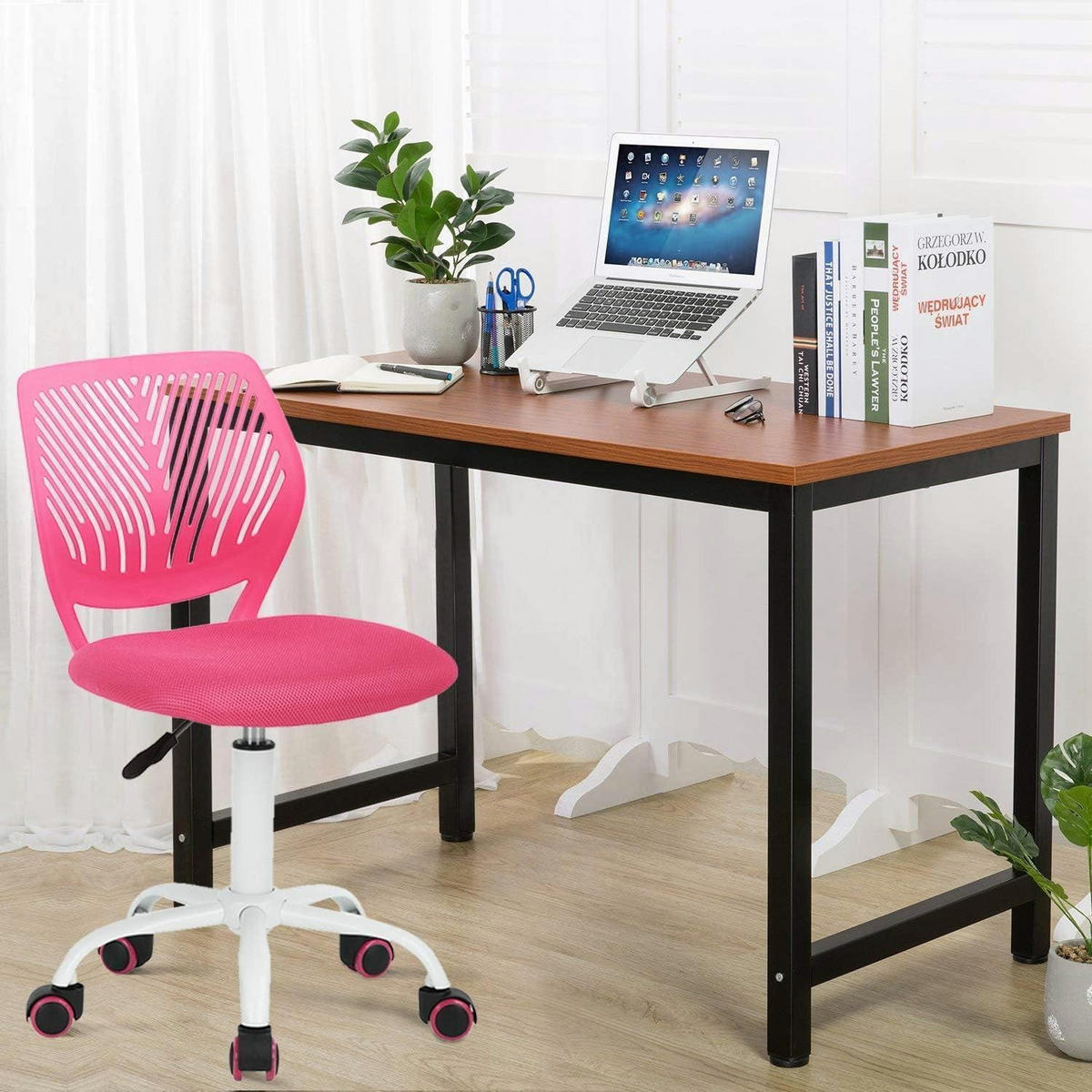 SCHREIBTISCHSTUHL 2er Set Rosa Stoff Höhenverstellbar - Rosa, Kunststoff (38.5/75/40cm)