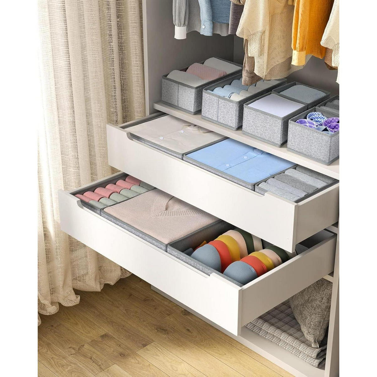 SCHUBLADEN Organizer 12-teiliges Set Grau Meliert - Multicolor, Textil (15/9/30cm)