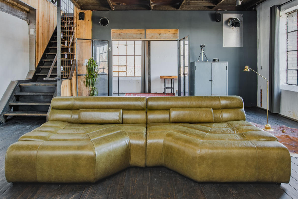 BIG SOFA MIT KISSEN TARA Grün Leder - Grün, Leder (286/76/143cm) - KAWOLA