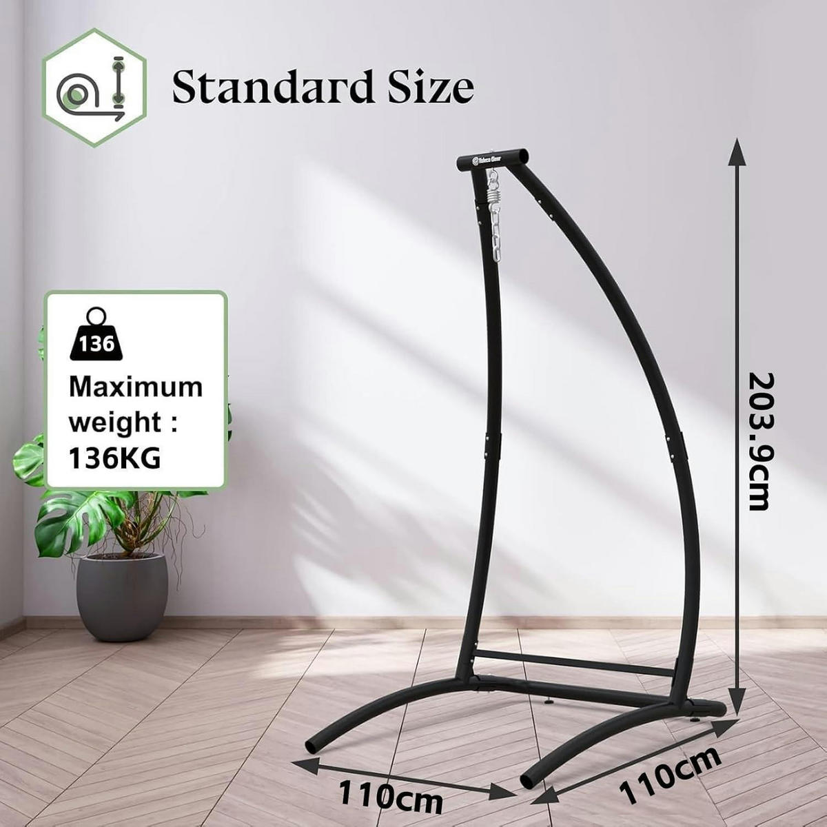 HÄNGESESSEL mit Gestell Grau Stoff bis 150kg - Grau, Textil (110/1.5/110cm)