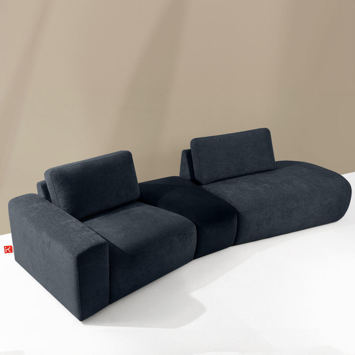 4-SITZER ECKSOFA ZUCCO Chenille rechts, Dunkelblau - Dunkelblau, Textil (350/84/105cm) - KONSIMO®