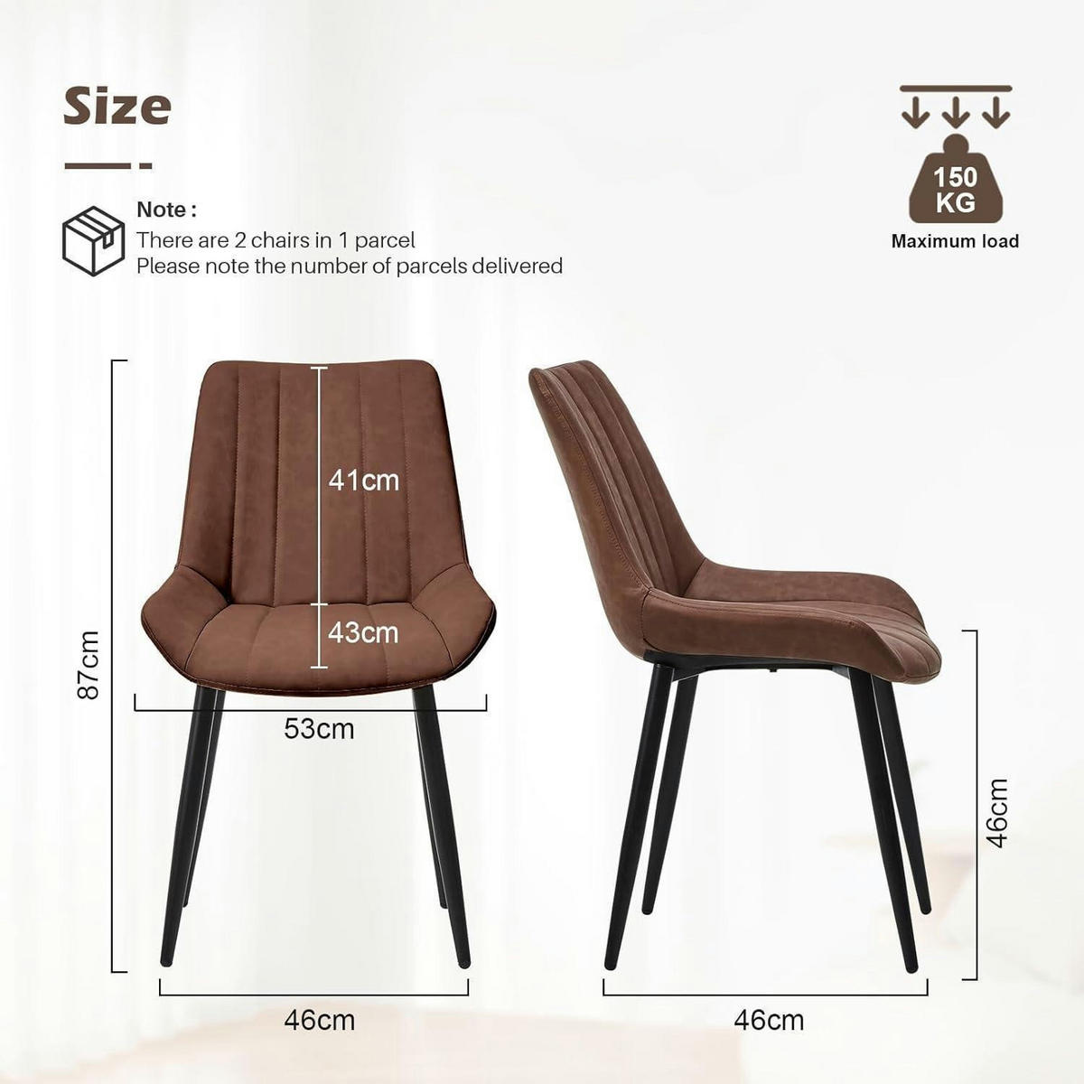 ESSZIMMERSTUHL 2er Set Kunstleder Braun, ergonomisch geformt - Braun, Kunststoff (53/89/45cm)