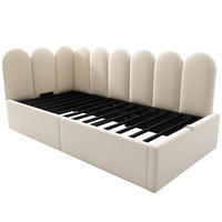 KINDERBETT 90x190 cm mit Metall-Lattenros in Beige - Beige, Textil/Metall (90/190cm) - KOMHTOM