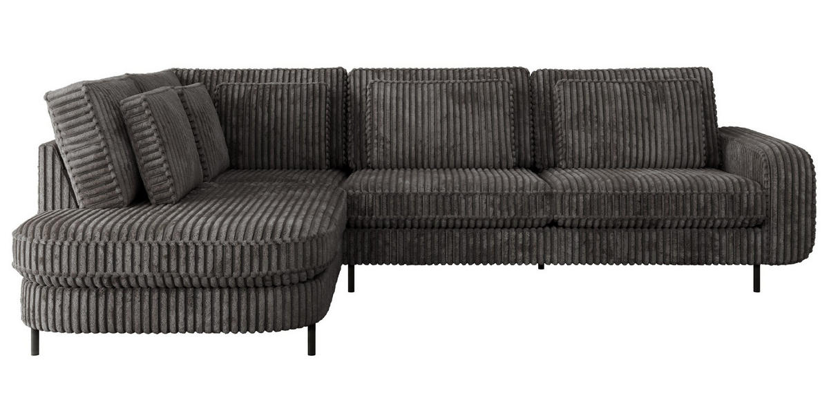 ROHOVÁ SEDAČKA CALENO L - Šedá Manšestr - Pravá Strana - šedá/černá, kov/textil (317/225cm) - MKS