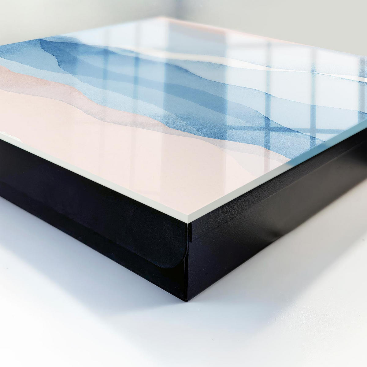 SCHLÜSSELBOX Schwarz 30x30 cm- Türöffnung nach rechts - Entspannende Wellen - Blau, Metall (30/30/5cm) - TULUP