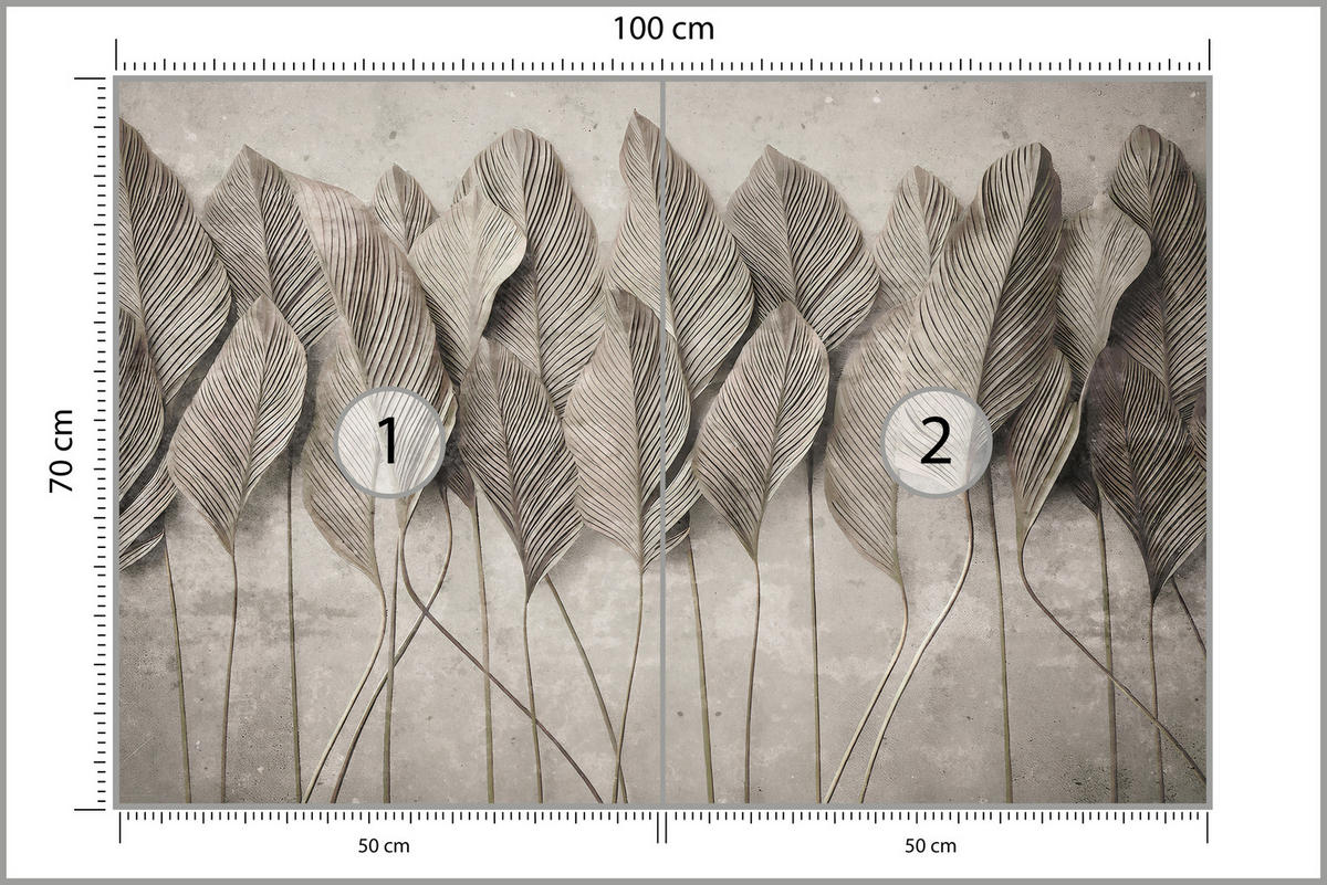 FOTOTAPETA Trávy Pampasové Listy Sépiová Abstraktná Vertikálna Moderná 100 x 70 cm - sivá, papier (100/70cm) - Muralo