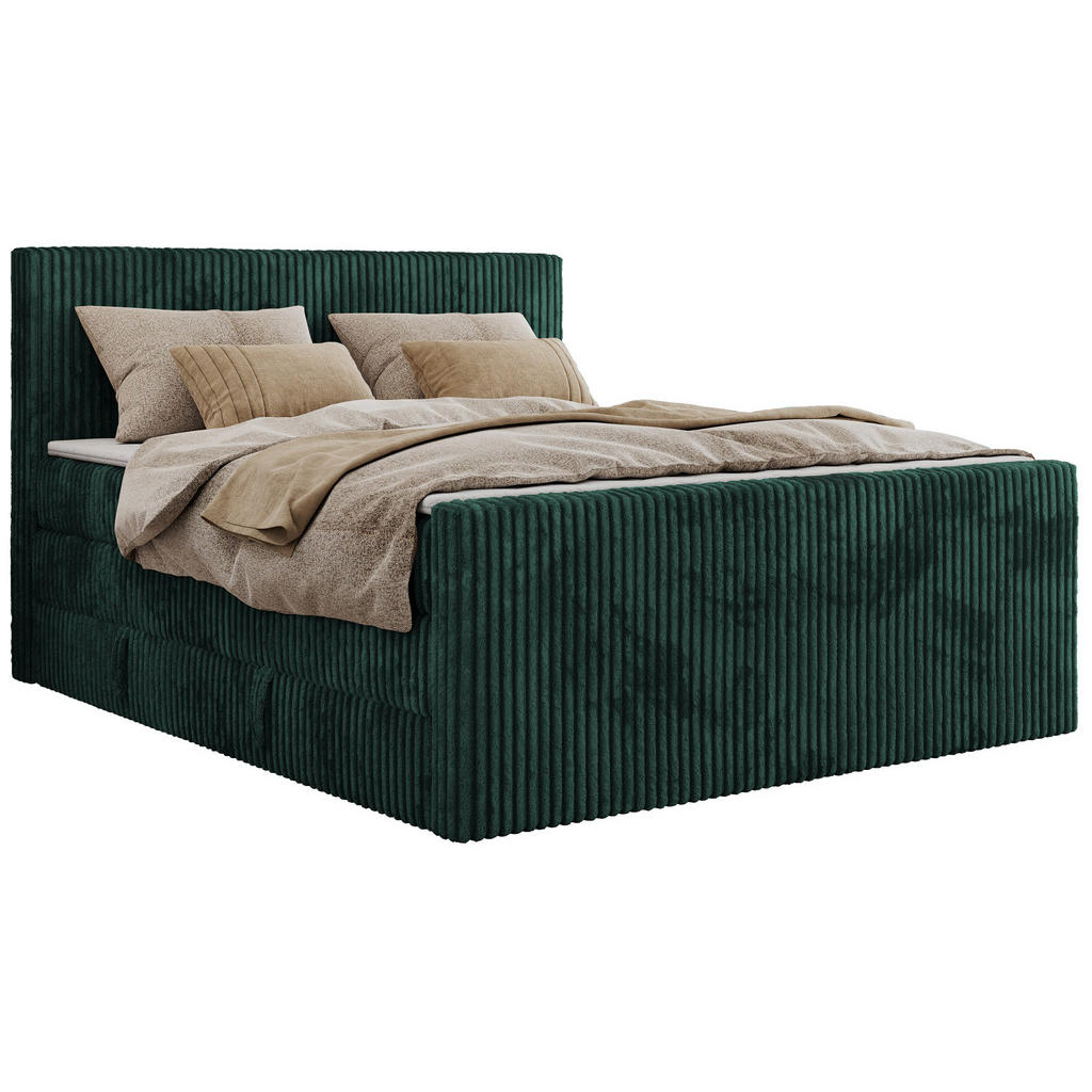 MKS POSTEL BOXSPRING TILIANO KING DUO 160/200 - Tmavě zelená manšestr - H3