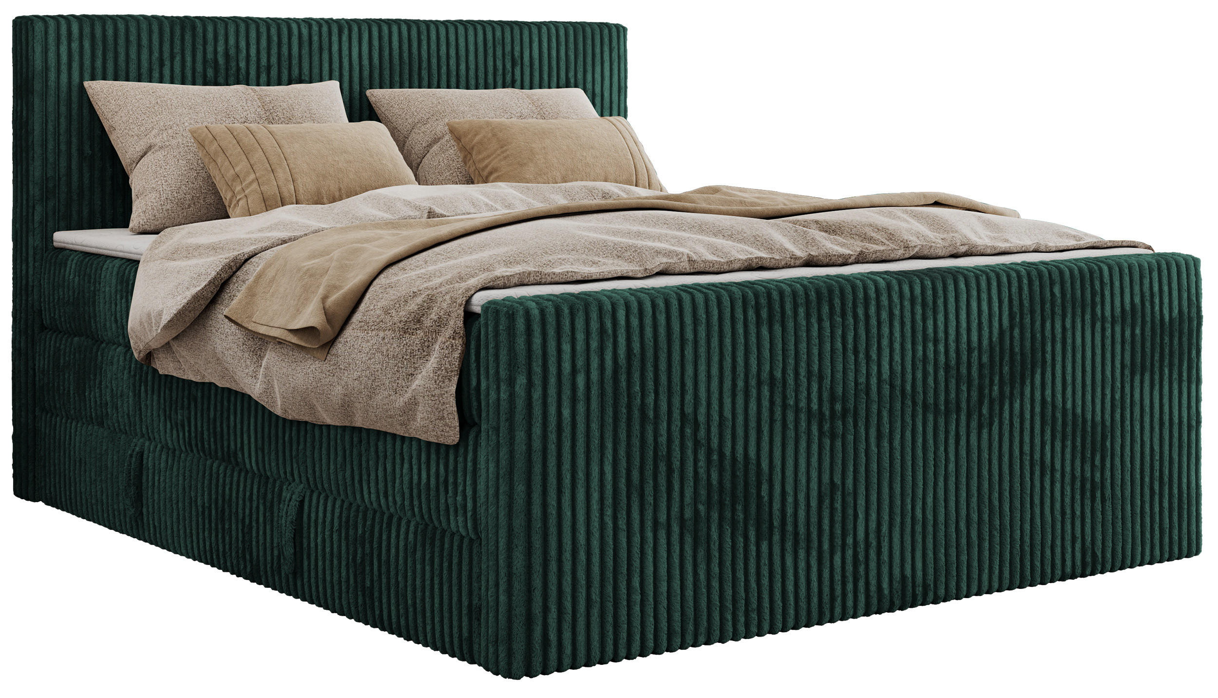 BOXSPRINGBETT TILIANO KING DUO 180/200 - Dunkelgrün Cord - H3 - Dunkelgrün, Textil (180/200cm) - MKS