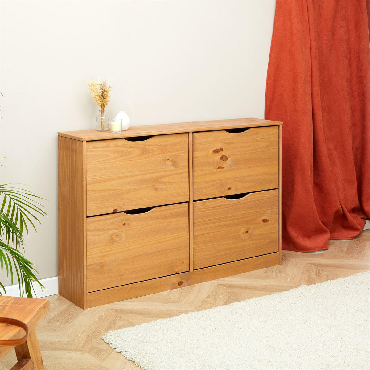 SCHUHSCHRANK BASIL - Honig, Holz (115/79/25cm) - IDIMEX