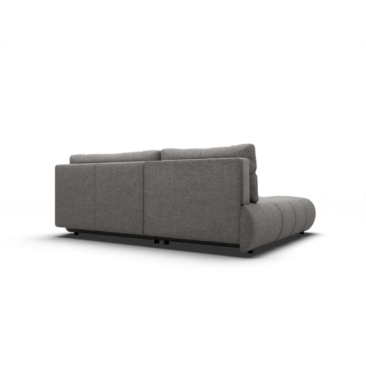 ECKSOFA CORSO L-S Grau Boucle-Stoff mit Schlaffunktion - Grau, Holz (230/177cm) - MASSENO