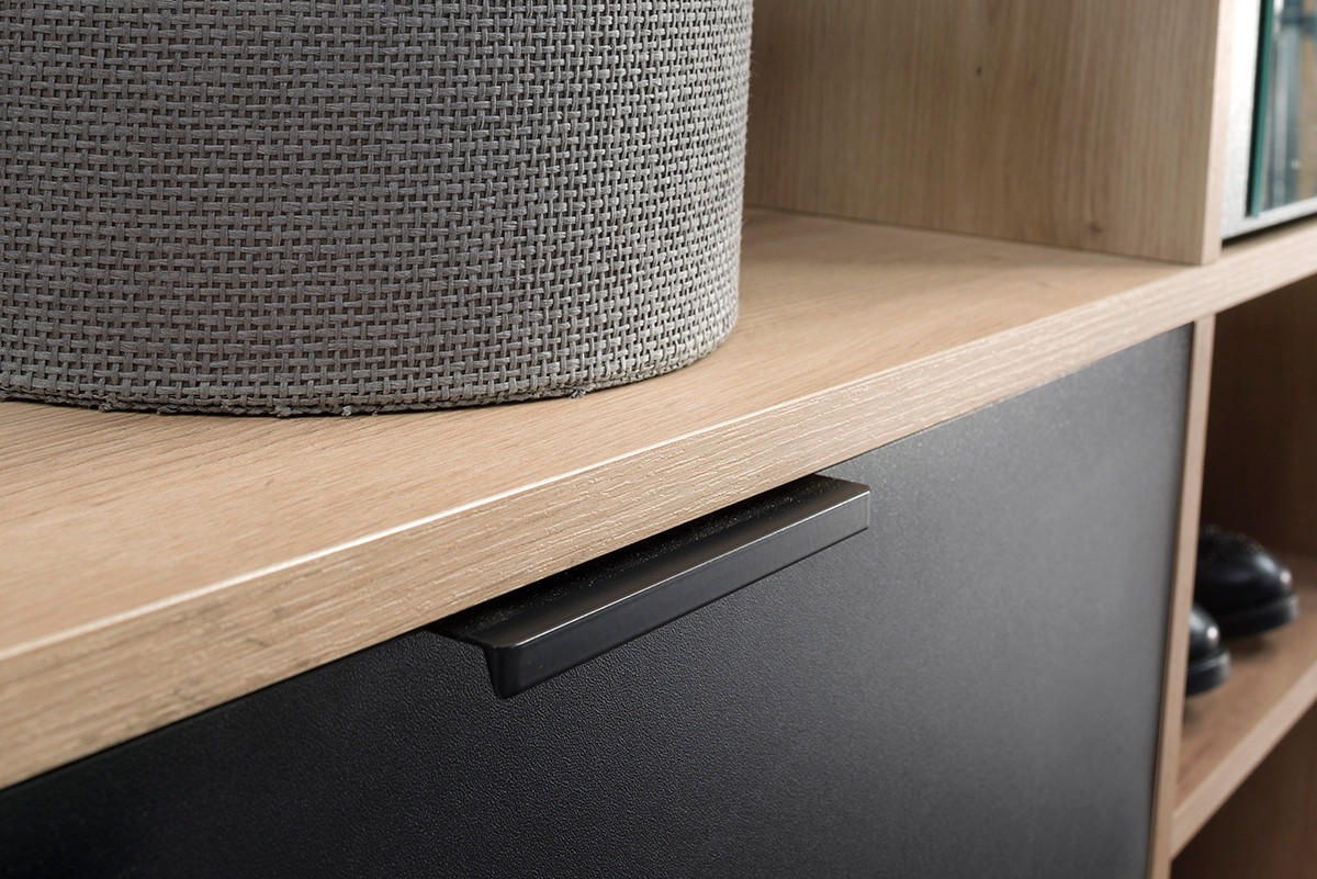 GARDEROBENSCHRANK Milanoir Eiche Artisan Schwarz 100/189,4/33 cm - Modern mit Spiegel - Hellbraun/Schwarz, Holzwerkstoff/Kunststoff (100/189.4/33cm) - AX Living