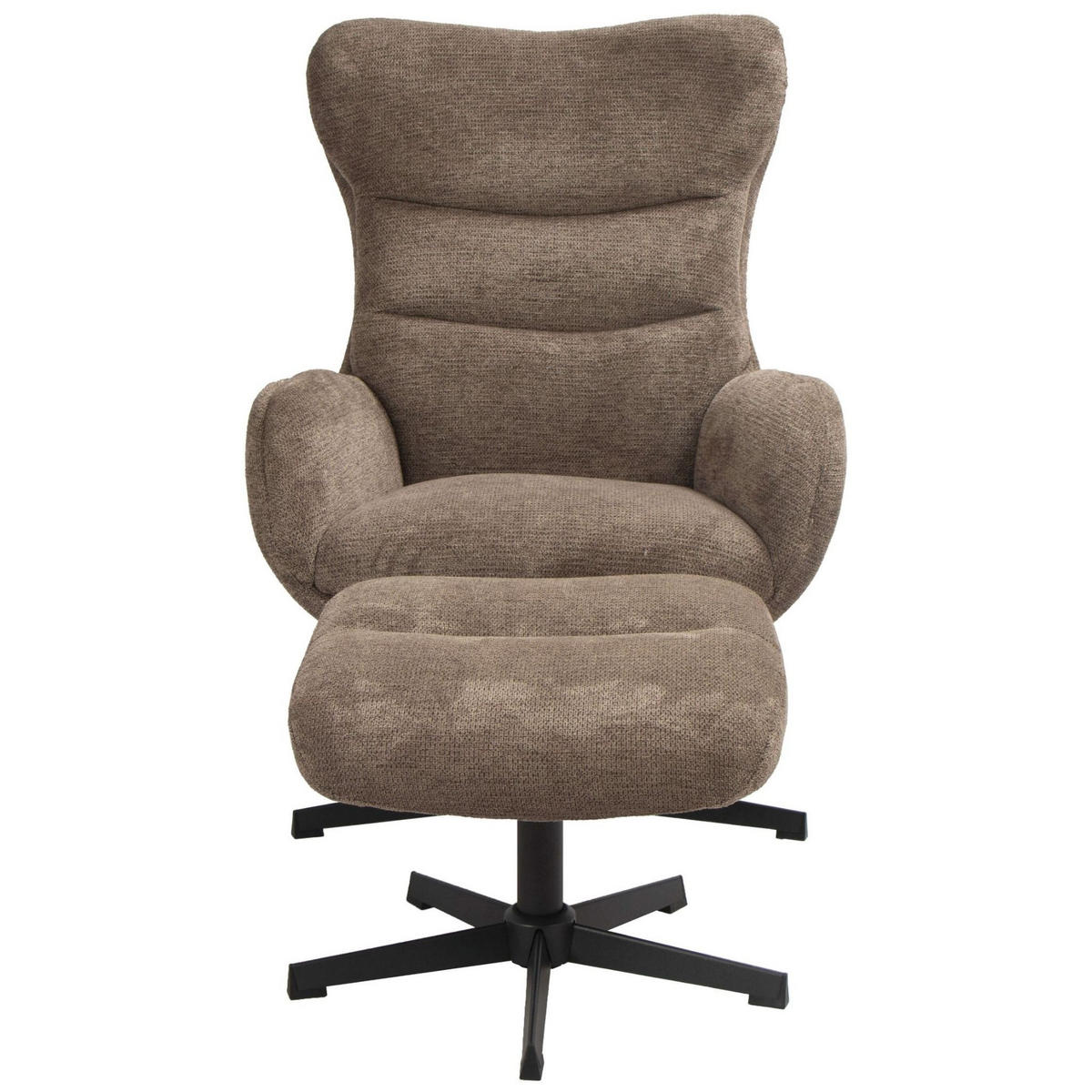 RELAXSESSEL Lucito braun inkl. Fußhocker - Schwarz/Braun, Textil/Metall (83/109/76cm) - Mr. Deko