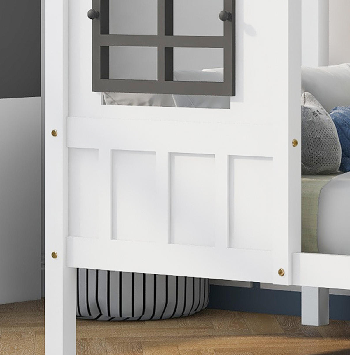 HAUSBETT 90/200 cm Weiß mit 2 Schubladen und Fenstern - Weiß, Holz (90/200cm) - Flora Grace