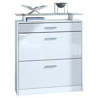 SCHUHSCHRANK Loret Front in Weiß Hochglanz - Weiß Hochglanz, Holzwerkstoff (89/104/23cm) - Vladon