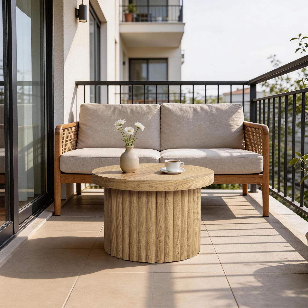 COUCHTISCH rund, Moderner Wohnzimmertisch in Holz | Ø60 x H40 cm - Eichefarben, Holz (60/60/40cm) - Hometopia