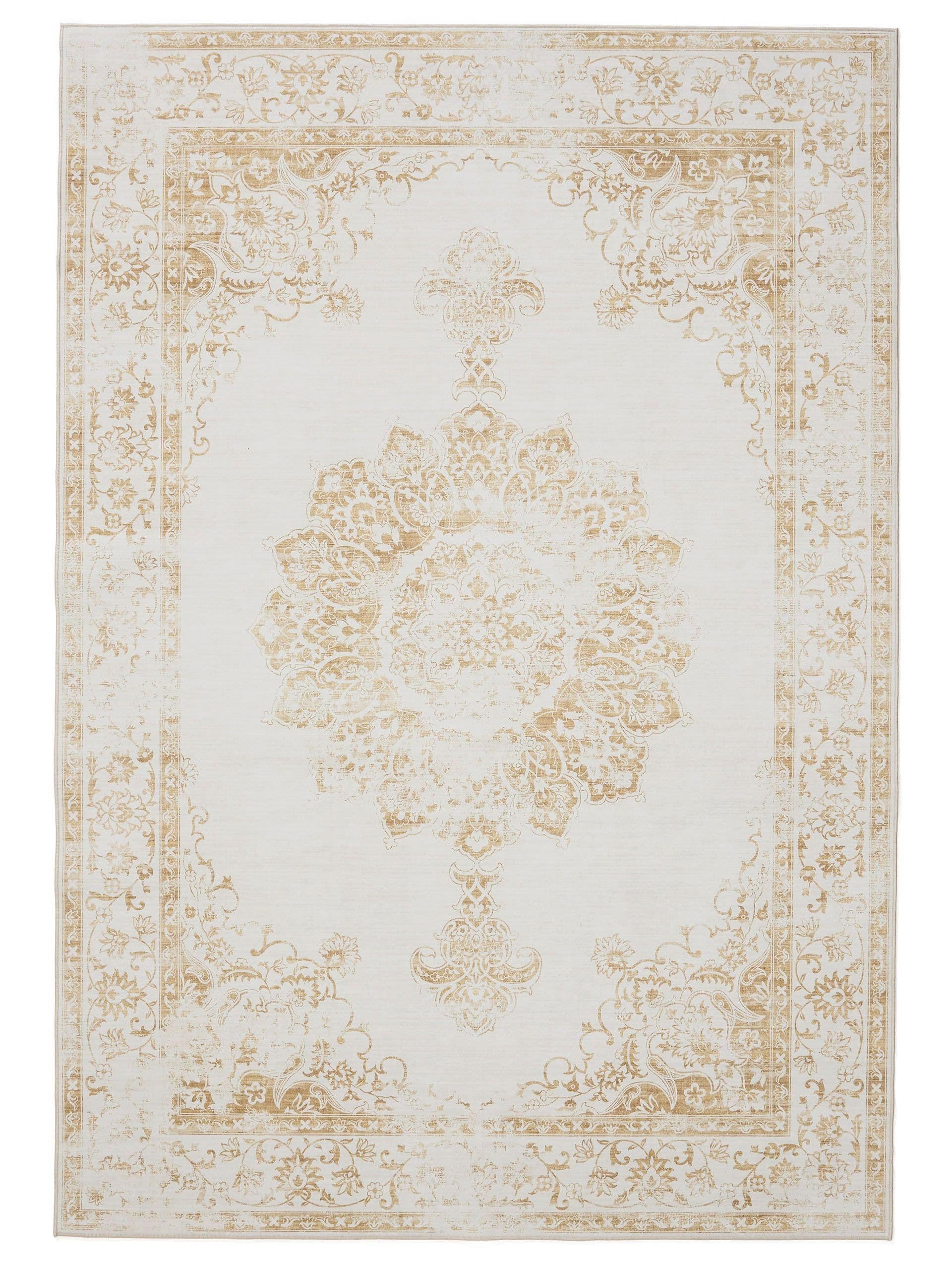 VINTAGE-TEPPICH George waschbar 140x200 cm - Gelb/Creme, Kunststoff (140/200cm) - benuta