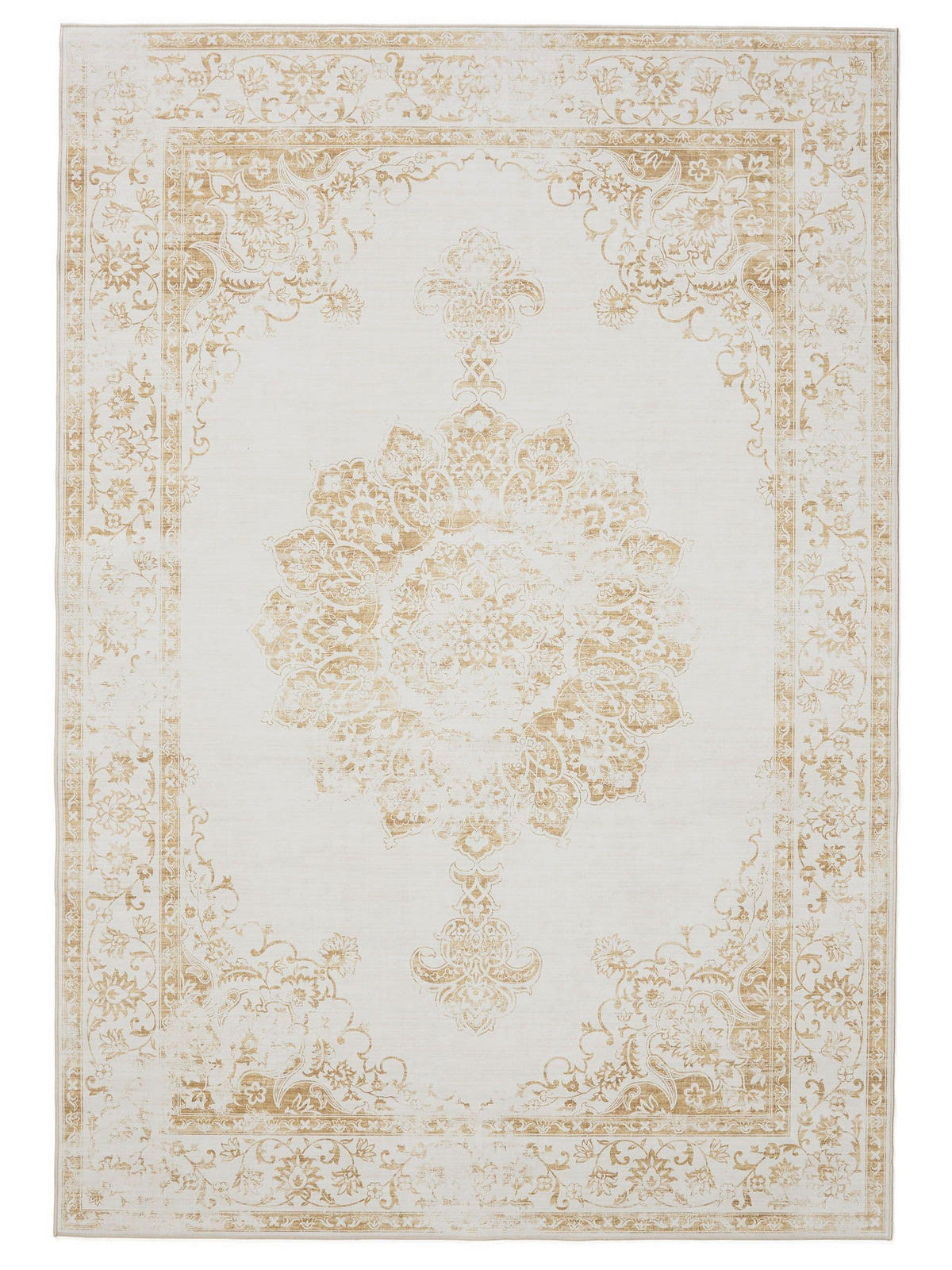 VINTAGE-TEPPICH George waschbar 240x340 cm - Gelb/Creme, Kunststoff (240/340cm) - benuta