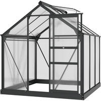 GEWÄCHSHAUS DE-11969 3,65 m² Polycarbonat mit Dachluke & Regenrinne Grau - Grau, Metall (487.68/510.54/482.6cm) - ComfortXL