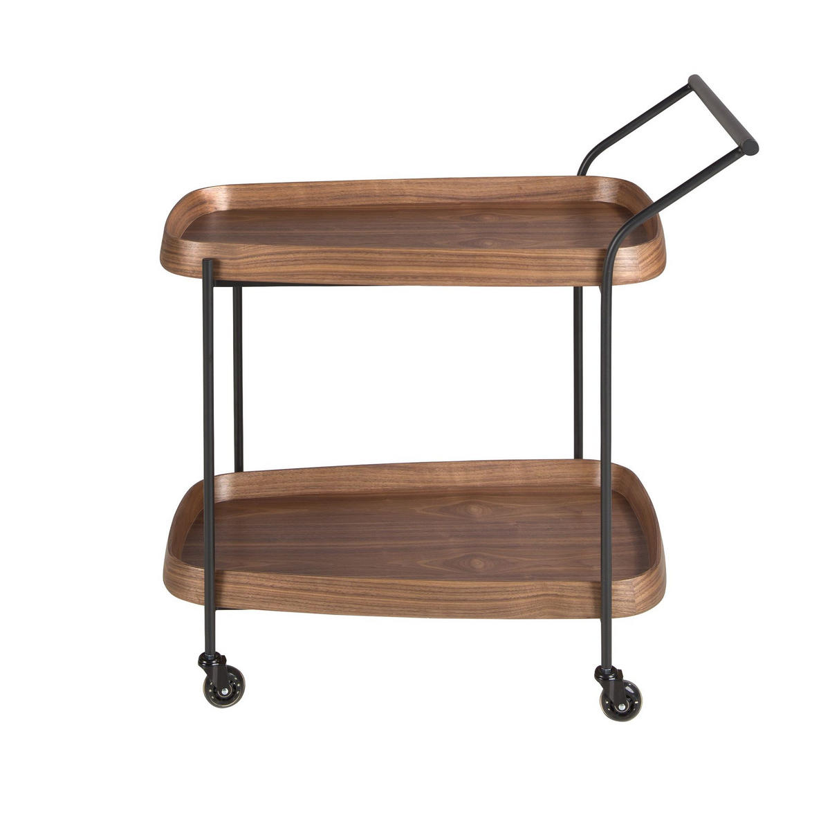 MINIBAR-SERVIERWAGEN aus Nussbaumholz und schwarzem Stahl 89/56/89 cm - Walnussfarben/Schwarz, Naturmaterialien/Holz (89/89/56cm) - ANGEL CERDA