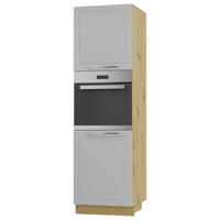 BACKOFENHOCHSCHRANK Kvantum D14/RU/2D Dust Grey Matt / Eiche Artisan Matt 60 / 59 / 207cm - Eiche Artisan/Grau, Holz/Holzwerkstoff (60/207/59cm) - Feldmann-Wohnen