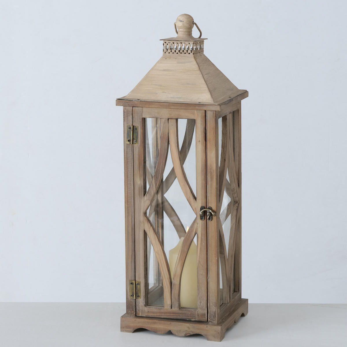 HOLZLATERNE groß Karol - Braun, Holz (28/75/28cm) - Boltze Home