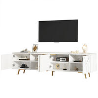TV-LOWBOARD 190x40x51.5 cm Weiß Gold 4 Türen 5 Metallbeine - Weiß, Holzwerkstoff (40/51.5/190cm) - FLIEKS