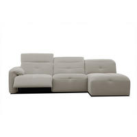 ECKSOFA TRENTO 4-Sitzer mit 1 Relaxfunktion, beige - Beige/Schwarz, Holzwerkstoff/Kunststoff (262/165cm) - Courtois Laville