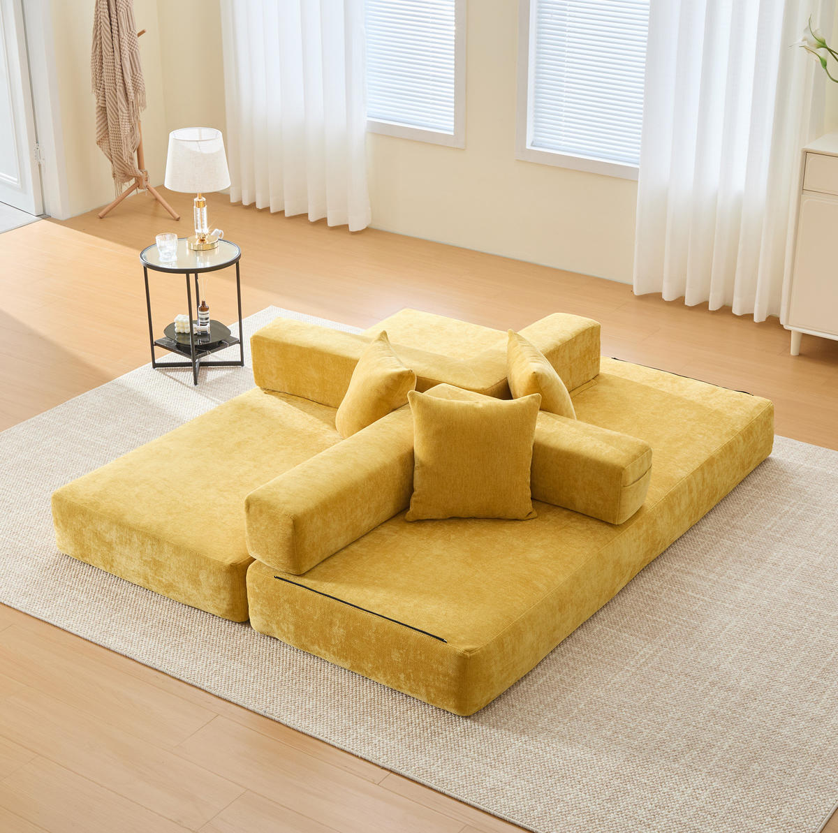 SOFA-BLOCK modular 198 x 79 x 60 cm Chenille Mustard Yellow - Gelb, Kunststoff (31.1/23.62/77.95cm) - Meubliv