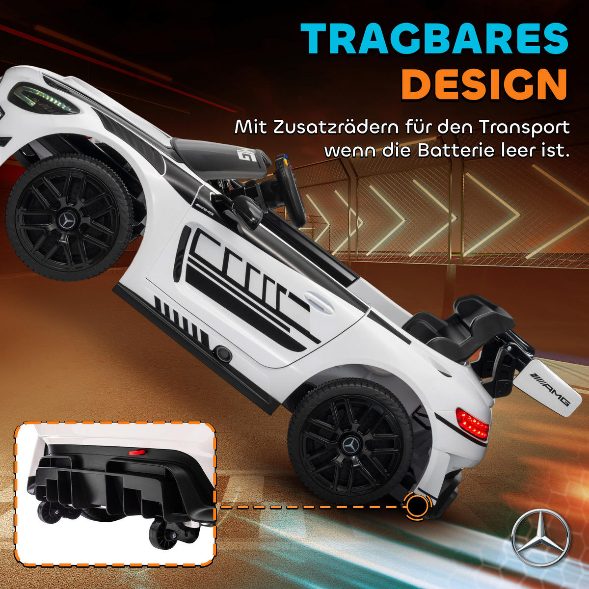 KINDER-ELEKTROAUTO Mercedes-AMG 12V mit Fernbedienung Musik Leuchte - Weiß, Metall (115/66/44cm) - AIYAPLAY