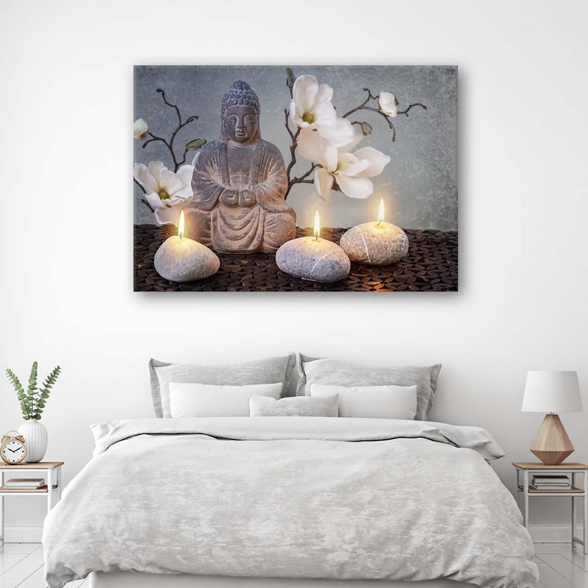 LEINWANDBILD Buddha Orchidee Blumen - Grau, Textil (60/40cm) - Feeby