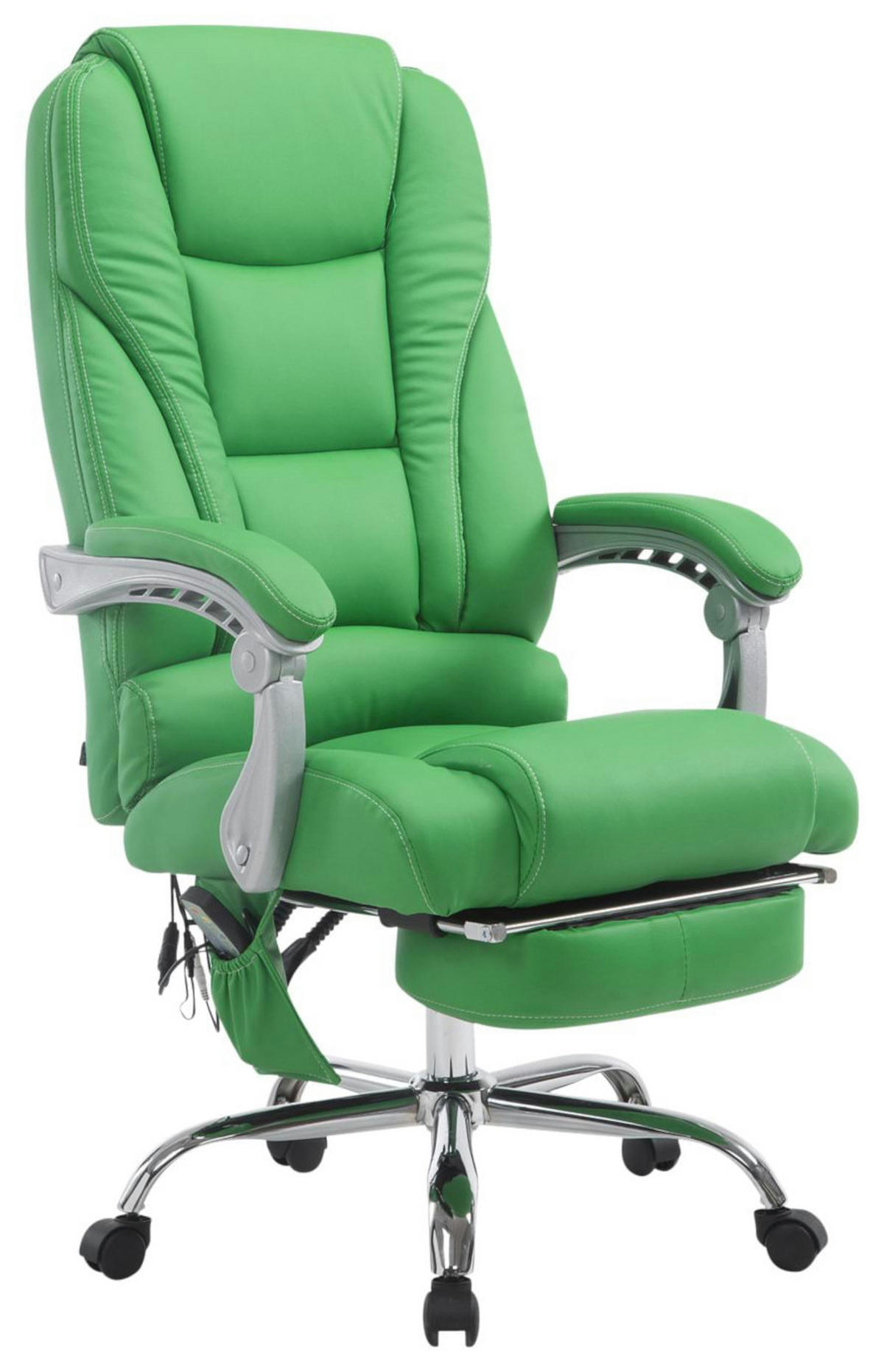 CHEFSESSEL Lederlook grün - Grün, Textil/Metall (68/118/64cm) - CLP