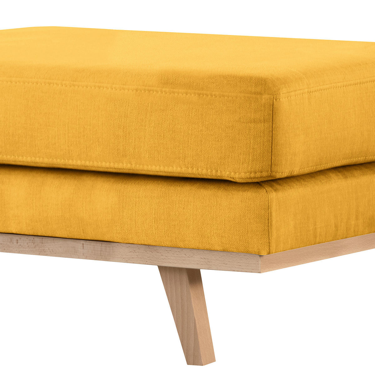 POLSTERHOCKER - Gelb/Buchefarben, Buchenholz/Textil (85/43/60cm) - home24