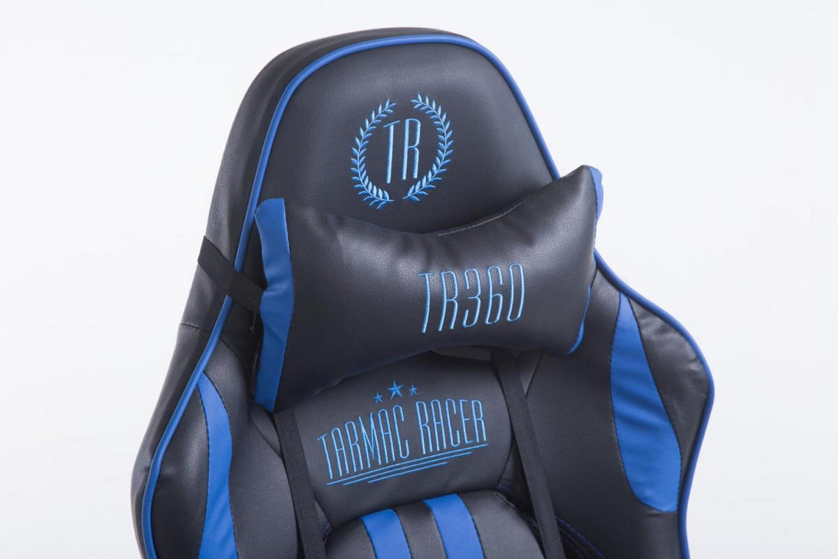 GAMINGSTUHL Lederlook schwarz/blau - Blau/Schwarz, Textil/Metall (70/125/58cm) - CLP