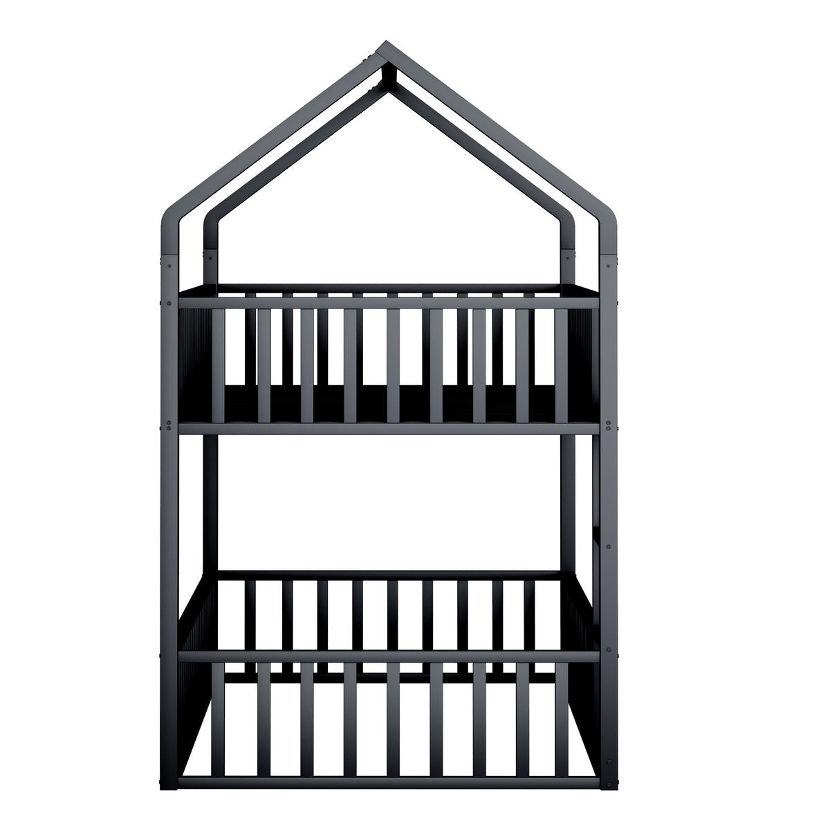 ETAGENBETT 90/200 cm in Schwarz mit Leiter und Tür aus Metall - Schwarz, Metall (90/200cm) - CHICFURN