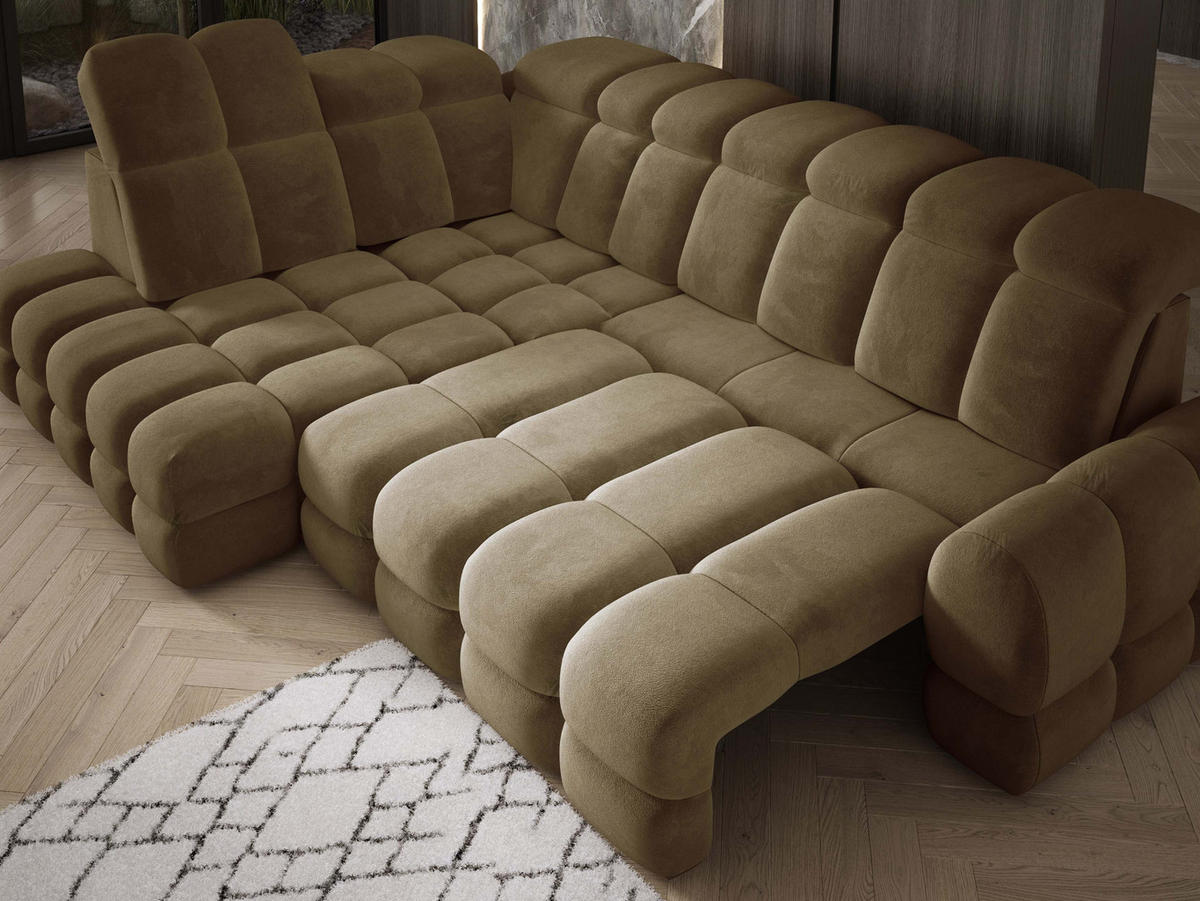ECKSOFA TOLLO Salvador-stoff L-form 302x217x105 cm olivgrün - Olivgrün, Holz/Textil (302/217cm) - DomoHome
