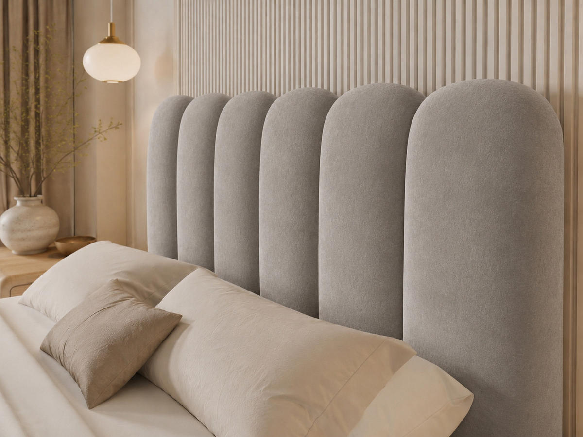 BOXBETT CUDDLE 120x200 cm in Hellgrau, Bettkasten, Topper, Velvet-Stoff - Grau, Holz/Textil (120/200cm) - EMLAR Home