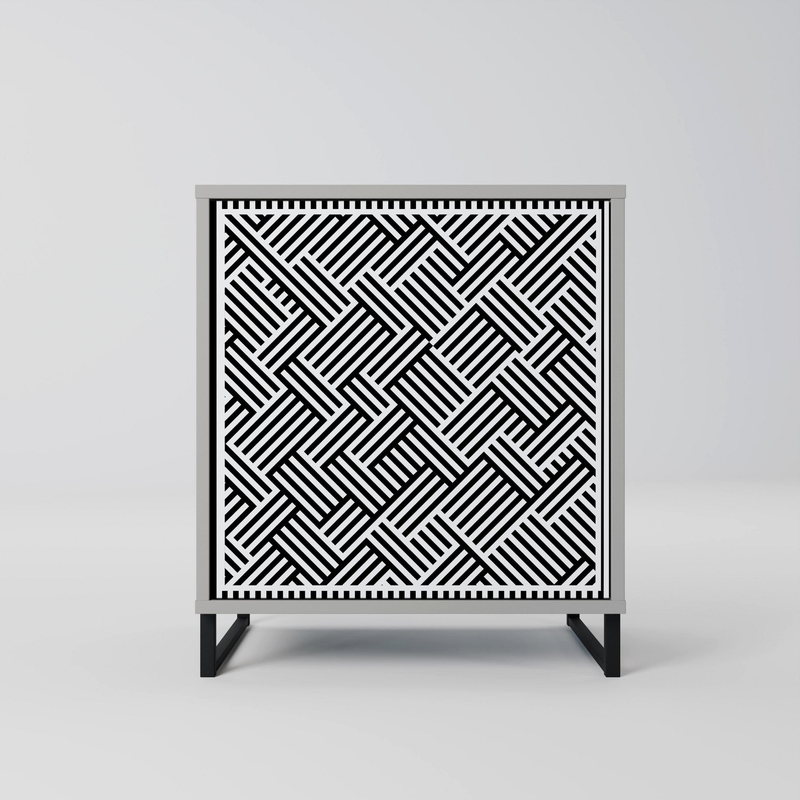 SIDEBOARD TEMPORARY SEQUENCE, Grau, 57,5x42x67,5 cm, Schwarze Metall-Rahmenfüße - Multicolor/Schwarz, Holzwerkstoff/Metall (57.5/67.5/42cm) - SpaceRebels