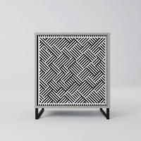 SIDEBOARD TEMPORARY SEQUENCE, Grau, 57,5x42x67,5 cm, Schwarze Metall-Rahmenfüße - Multicolor/Schwarz, Holzwerkstoff/Metall (57.5/67.5/42cm) - SpaceRebels