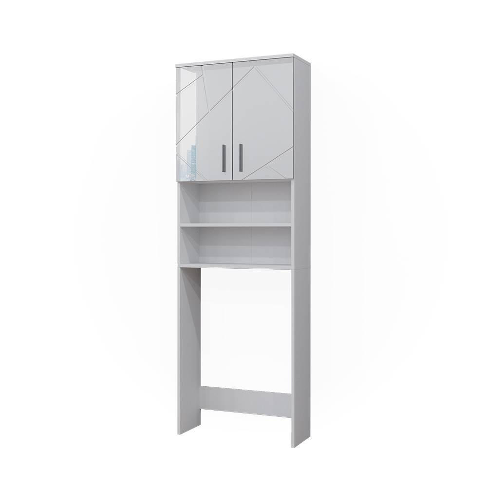 WASCHMASCHINENSCHRANK Irma Weiß 64 x 190.5 cm - Weiß Hochglanz, Holzwerkstoff (64/190.5/26cm) - Vicco
