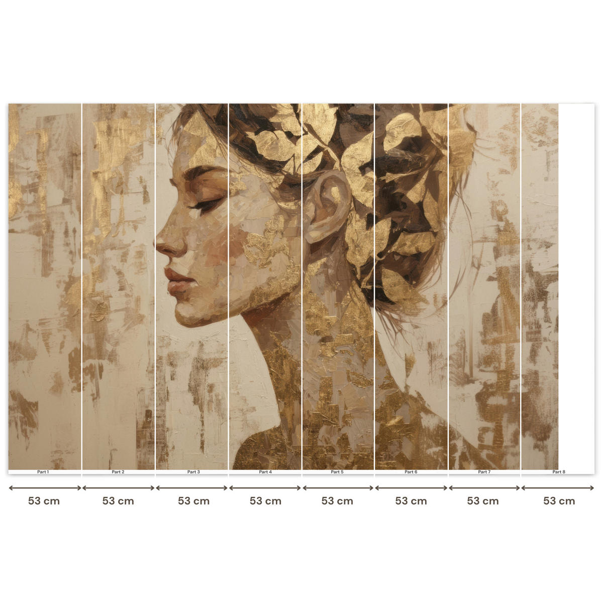 TAPETE - Frau - Gold - Abstrakt - Textur - 400x260 cm - Goldfarben, Papier (400/260cm) - OnlyWow