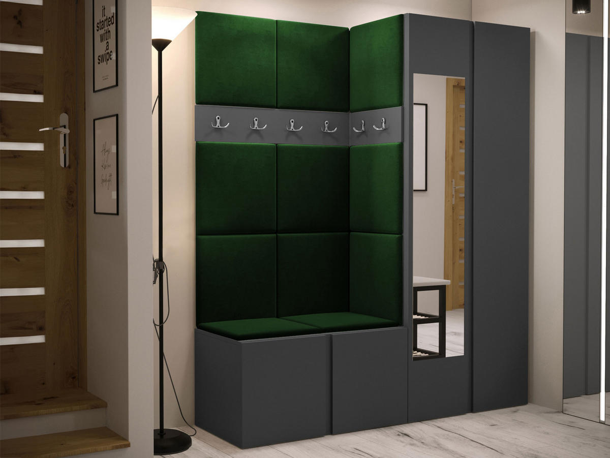 MOBILIER PENTRU HOL Orion XII - verde/grafit, material plastic/compozit lemnos (158/186/46cm) - MIRJAN24