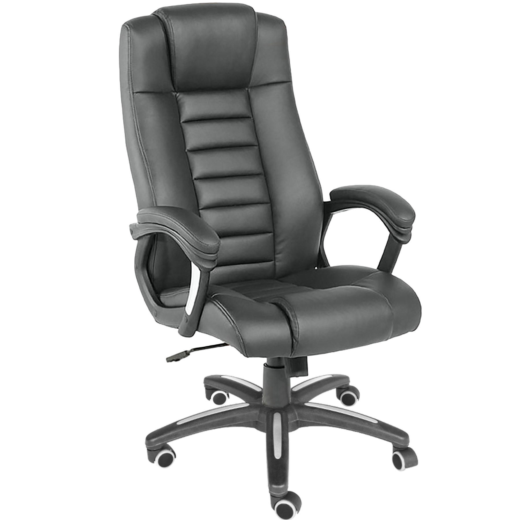 BÜROSTUHL Mafz, einstellbare Wippfunktion, schwarz - Schwarz, Leder (49/50/52cm) - tectake