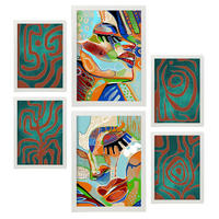 POSTER Set Mit 6 Krasse Formen 1 In Weibliche Zusammenfassung A3 & A4 Weißer Rahmen - Weiß, Papier (29/3cm) - Nacnic