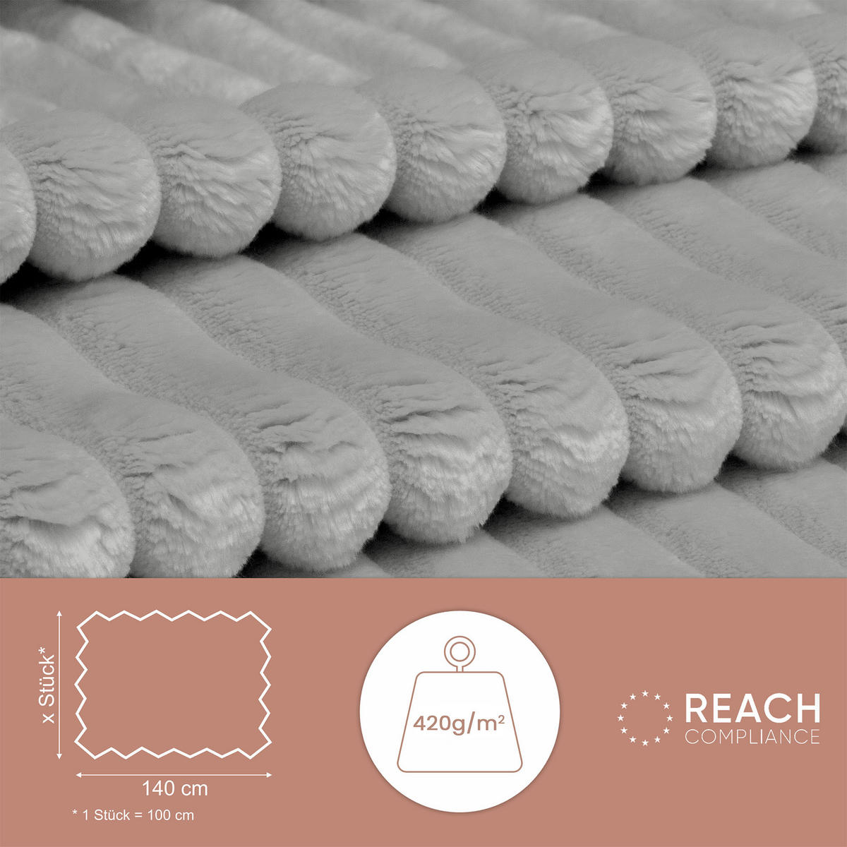 CORDSTOFF Tilia Hellgrau – Breitcord 2,5 cm, 420 g/m², 140 cm breit, extraweich & robust, OEKO-TEX zertifiziert - Hellgrau, Textil (140/100cm) - Dreamroots