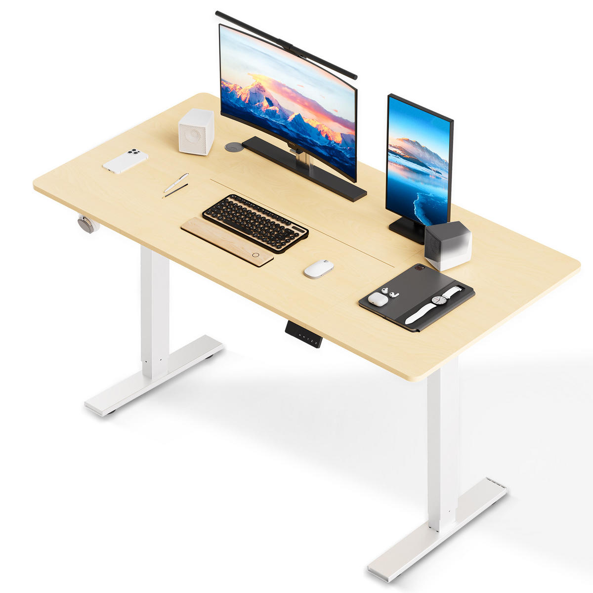 SCHREIBTISCH elektrisch höhenverstellbar 80 x 160 cm, mit Memory- und Kollisionsschutzfunktion - Naturfarben, Metall (160/80/117cm) - HOMAVO
