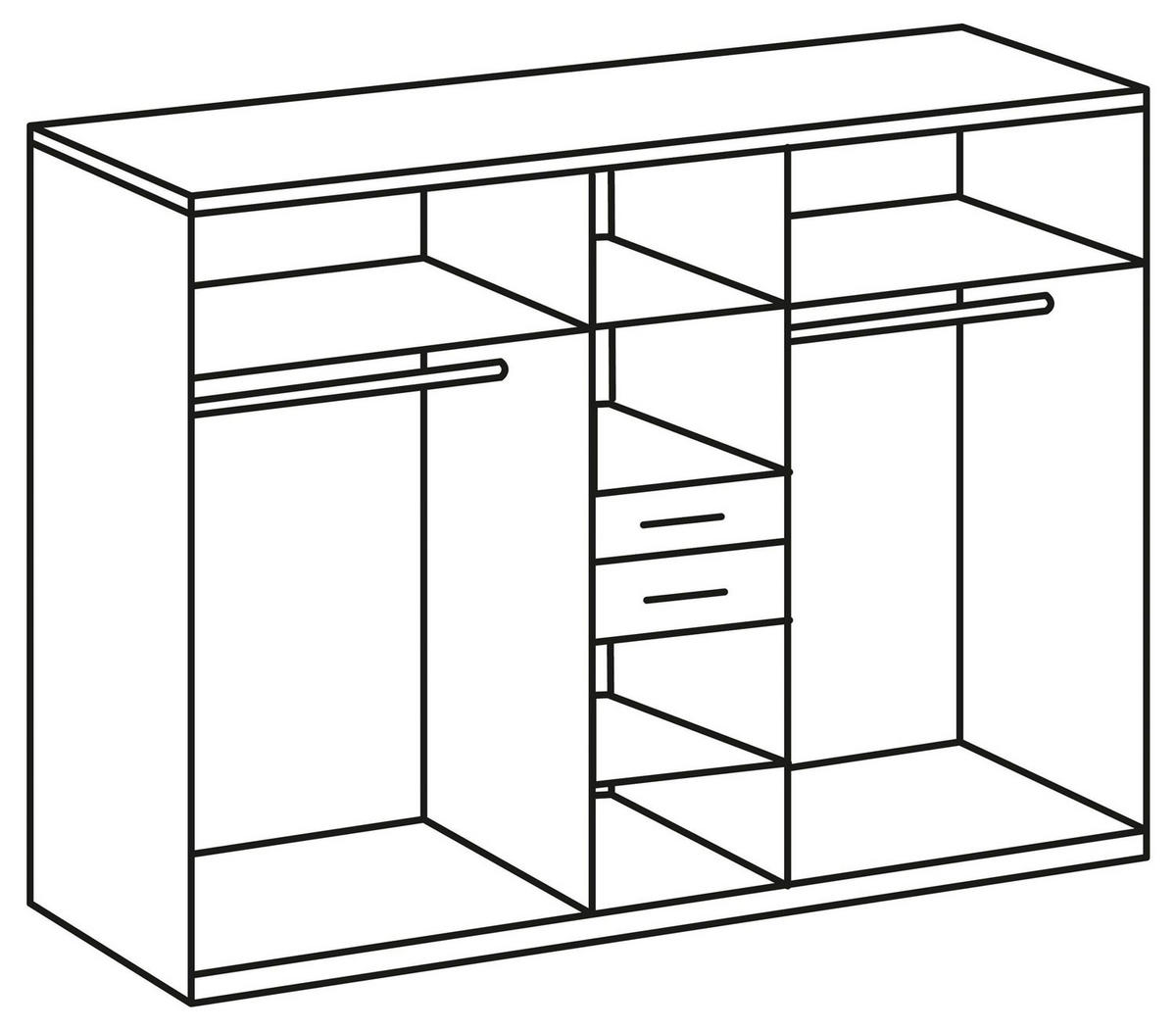 KLEIDERSCHRANK Diver Eiche Sägerau / graphit 225 / 58 / 207cm - Eichefarben/Graphitfarben, Holz/Holzwerkstoff (225/207/58cm) - Wimex